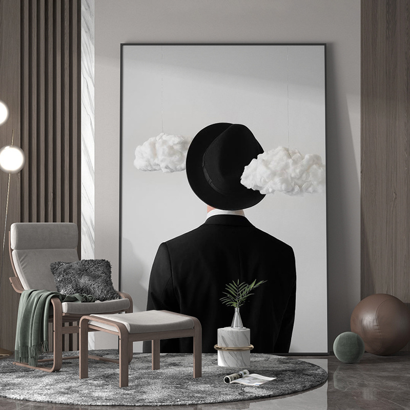 个性新款现代轻奢客厅落地画玄关人物装饰画西装绅士背景复古墙壁图片