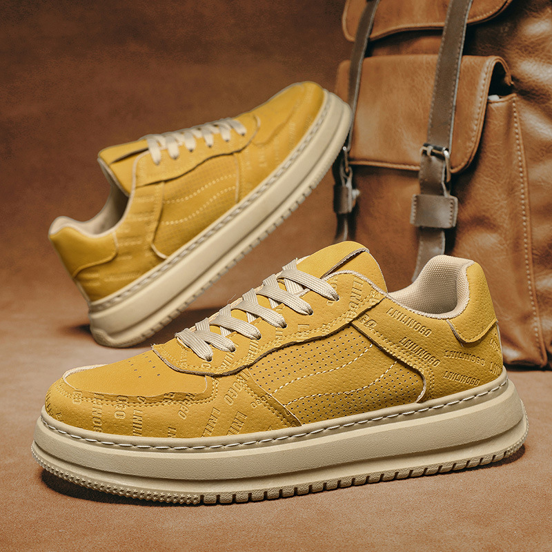 欧洲站季新款男鞋潮牌休闲板鞋男士皮鞋英伦风百搭运动潮鞋工作鞋