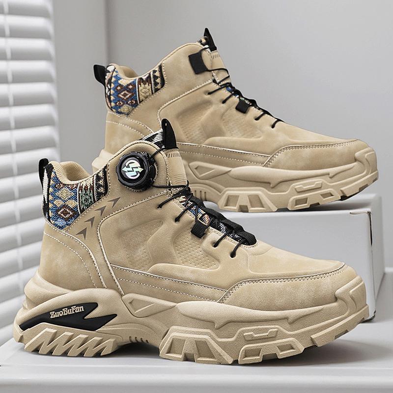 欧洲站高帮男鞋户外运动登山潮鞋男士中帮厚底防水防滑工装马丁靴