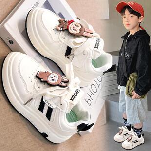 皮面透气运动鞋 流行新款 儿童小白板鞋 新款 中大童潮牌 拉布布男童鞋