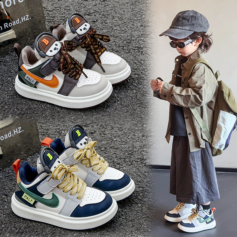 流行新款儿童运动鞋男童休闲板鞋高帮防滑女童篮球鞋软底宝宝鞋子