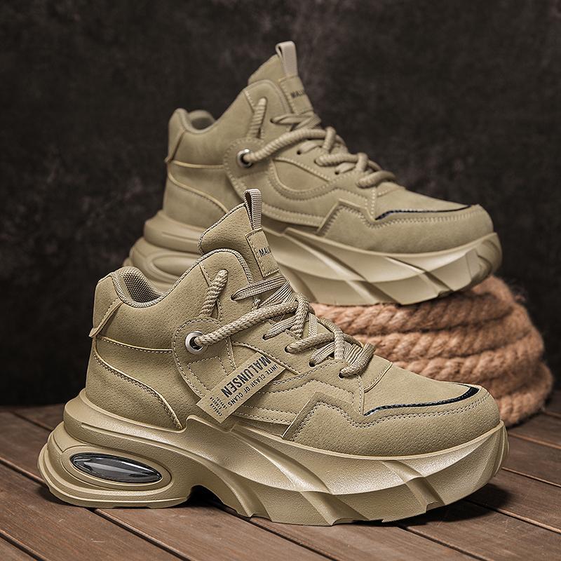 欧洲站男鞋新款男士增高户外休闲运动百搭耐磨厚底黑色老爹潮鞋