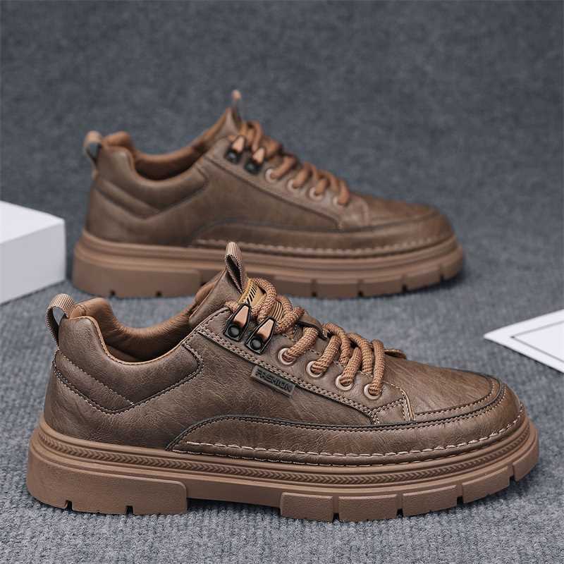 欧洲站男鞋新款男士户外休闲运动百搭耐磨登山厚底黑色马丁靴潮