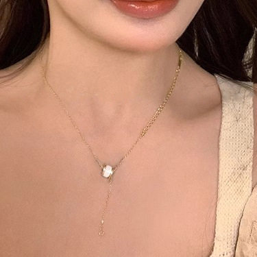 撤柜复古小蛮腰猫眼石项链女款轻奢小众高级感气质配饰简约锁骨链