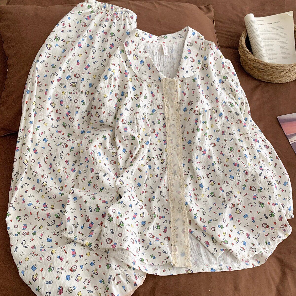 撤柜云朵棉睡衣女款季日系甜美风宽松长袖休闲家居服套装外贸
