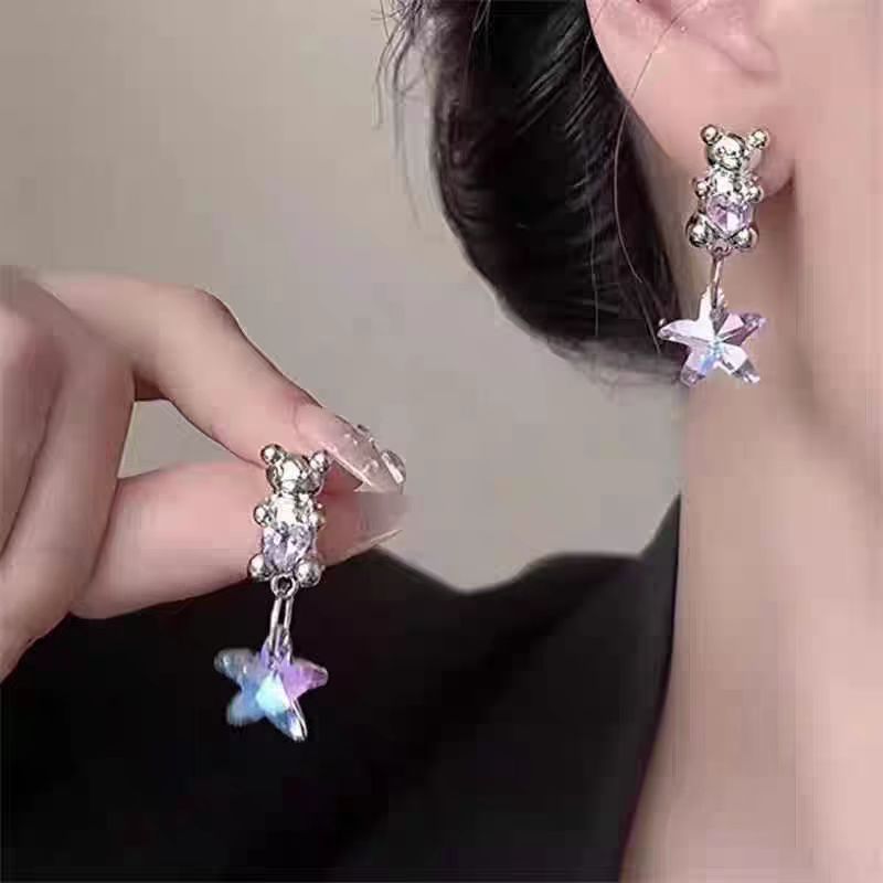 德国甜酷风小熊五角星爱心耳环女新款小众设计高级感时尚百搭耳饰