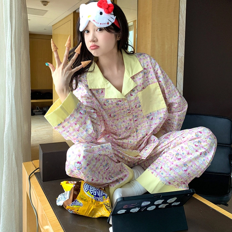 撤柜云朵棉两件套日系睡衣女ins风长袖学生卡通可爱甜美家居服