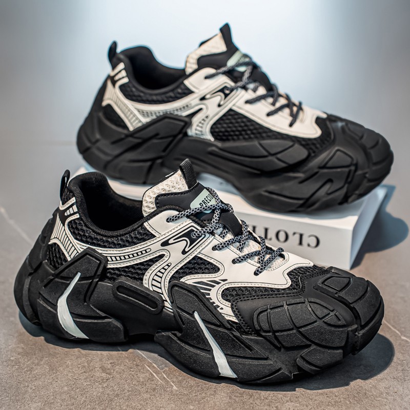 欧洲站厚底男鞋防滑跑步运动鞋男士户外耐磨徒步登山休闲旅游老爹