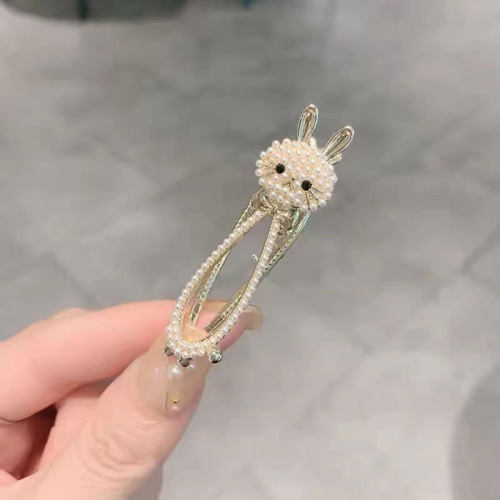 撤柜两面新款珍珠发夹兔子和他的胡萝卜少女侧边夹刘海鸭嘴夹卡子