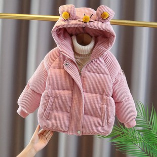 女童灯芯绒棉衣韩版冬季潮儿童棉袄女宝宝加绒加厚棉服外套秋冬装