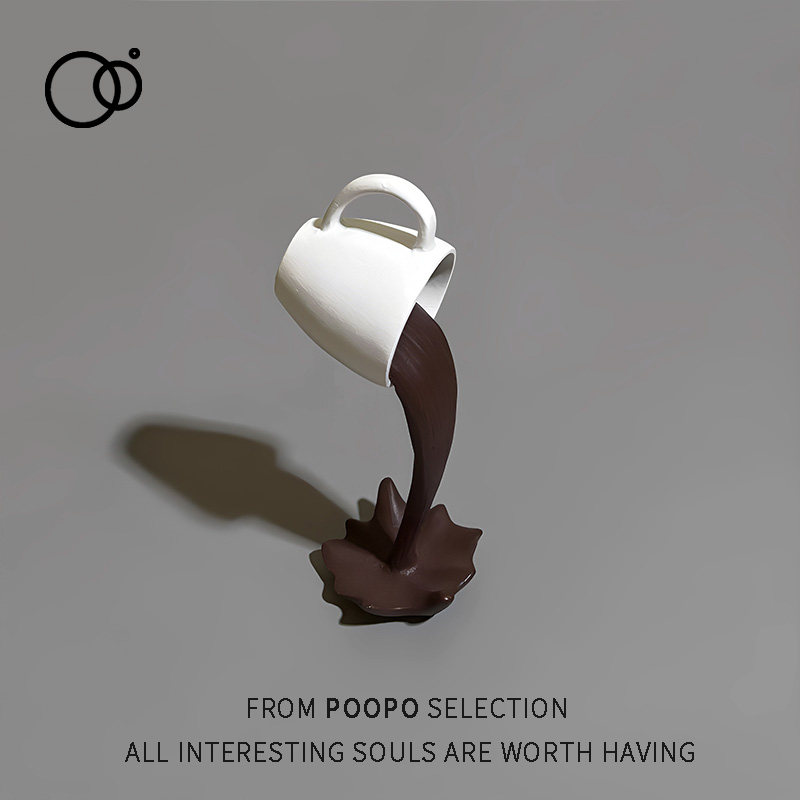 创意悬浮咖啡杯3D立体流水牛奶杯桌面摆件咖啡店餐厅氛围感装饰品,家居饰品,桌面摆件,淘宝优惠券,粉丝福利购,淘宝优惠卷