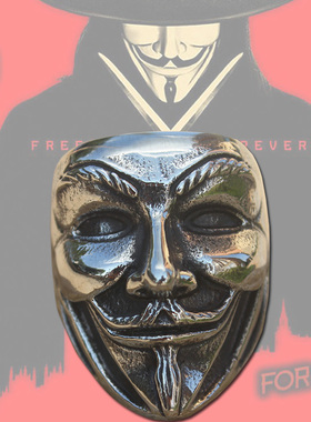 Vendetta V字仇杀队戒指 笑脸面具戒指 V字仇杀机指环 主题戒指