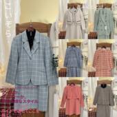 古着复古vintage日制港风文艺昭和风老钱风格 纹秋冬毛呢两件套装