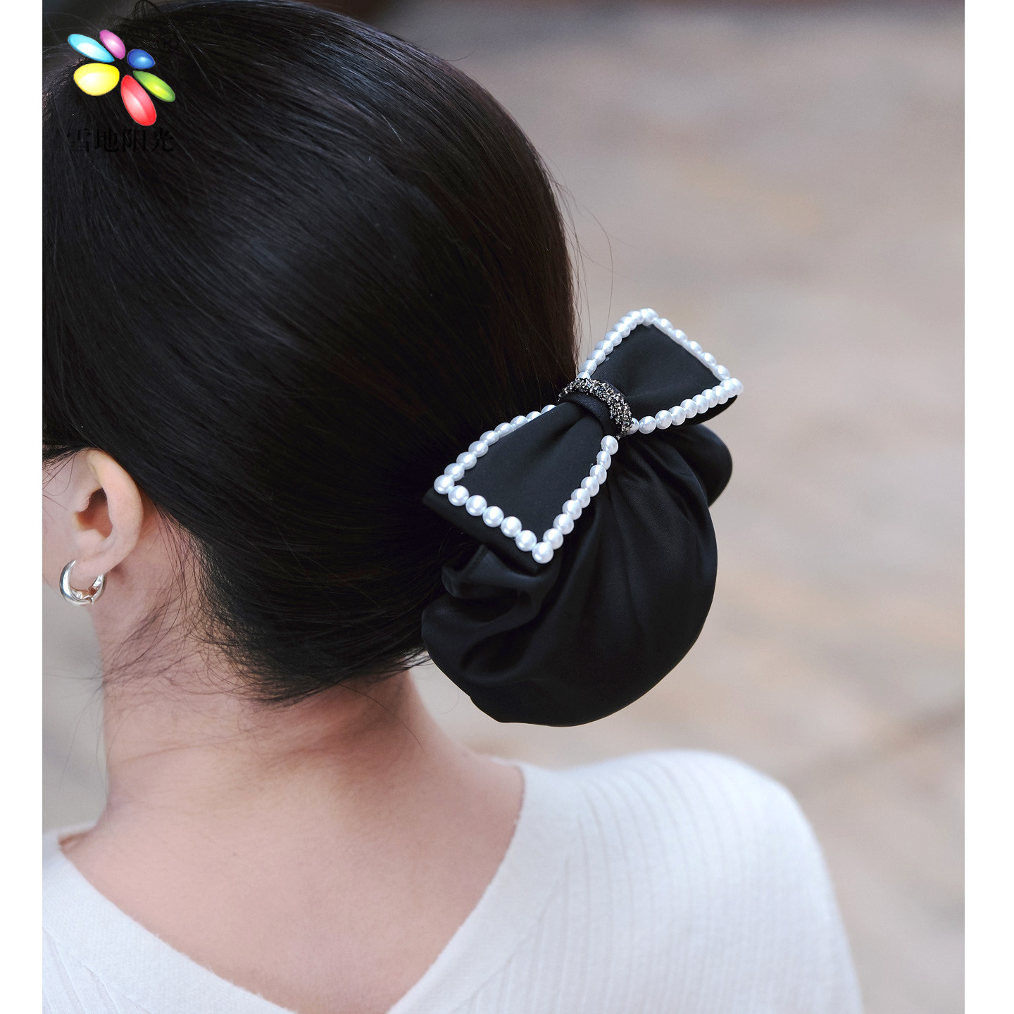 2026新款简约珍珠边蝴蝶结发夹盘头发碎发遮白发短发网兜职业布兜,饰品/流行首饰/时尚饰品新,发饰,淘宝优惠券,粉丝福利购,淘宝优惠卷