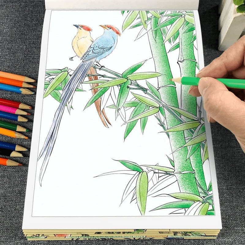 中国画白描描摹本工笔画白描底稿大图初学者控笔涂色浅印临摹本
