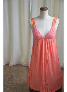 F04-05外贸出口橙色鲜橙多大裙摆高腰节纯棉显瘦内衣家居吊带睡裙