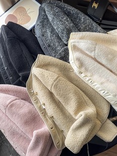 外套女秋冬 圆领简约百搭单排扣仿羊羔绒保暖长袖 日单 木巨249