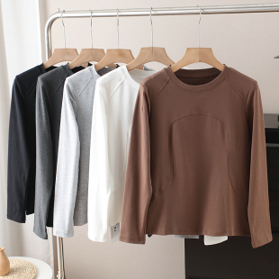 上衣女春 T恤衫 LU同款 柔软舒适透气百搭螺纹棉运动休闲圆领长袖