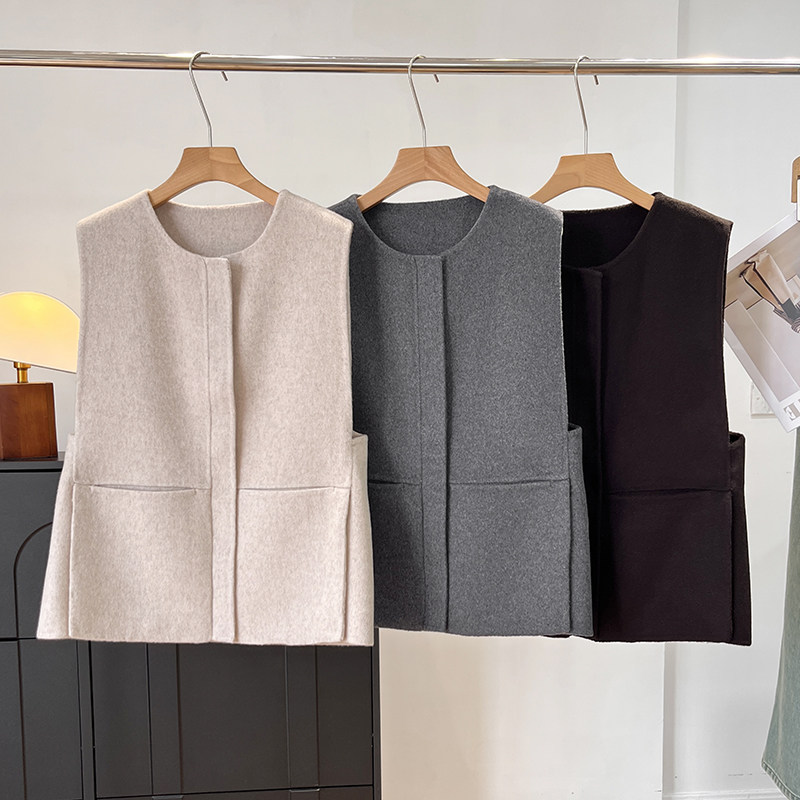 北欧C！木巨990+60羊毛+40莱赛尔休闲版型双面羊毛混纺背心马夹女