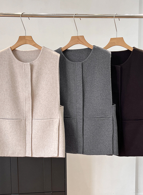 北欧C！木巨990+60羊毛+40莱赛尔休闲版型双面羊毛混纺背心马夹女