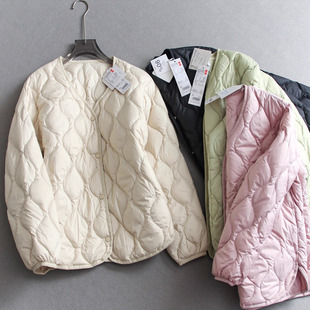岛国单U！90白鸭绒轻薄保暖葫芦绗缝V领内胆长袖羽绒服外套女秋冬