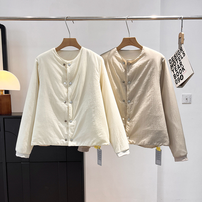 大厂订单！羽感轻盈新雪丽蓄热保暖秋冬宽松百搭单排扣棉服外套女