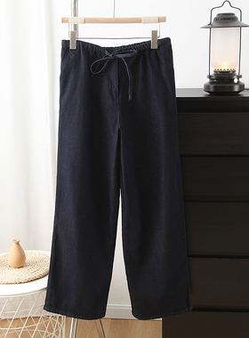 北欧C！木巨790+休闲复古百搭可调系带松紧腰直筒牛仔裤长裤女春