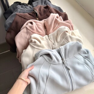 LU同款 秋冬软糯保暖双面澳绒百搭休闲防风摇粒绒连帽卫衣外套女