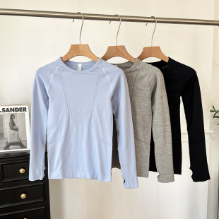 跑步普拉迪训练瑜伽服上衣女春夏 弹力显瘦运动长袖 LU家同款 修身