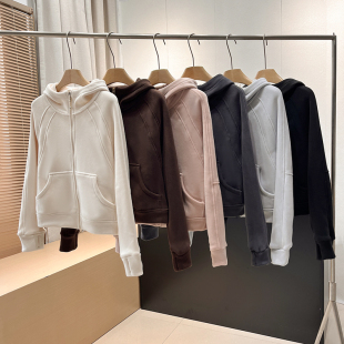 LU家同款 秋冬百搭减龄保暖双面加绒澳粒绒防风摇粒绒连帽外套女