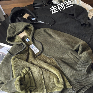 出口荷兰订单 ！情侣款密实秋冬羊羔毛休闲连帽加绒加厚夹克外套