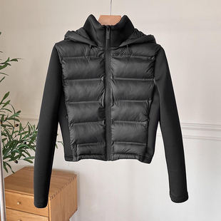 走戏班牙！秋冬修身压条设计拼接保暖连帽棉衣棉服夹克外套女上衣