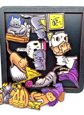 Entretentemente十一月的猫拼图Novembe Cats 木质手绘礼物Puzzle