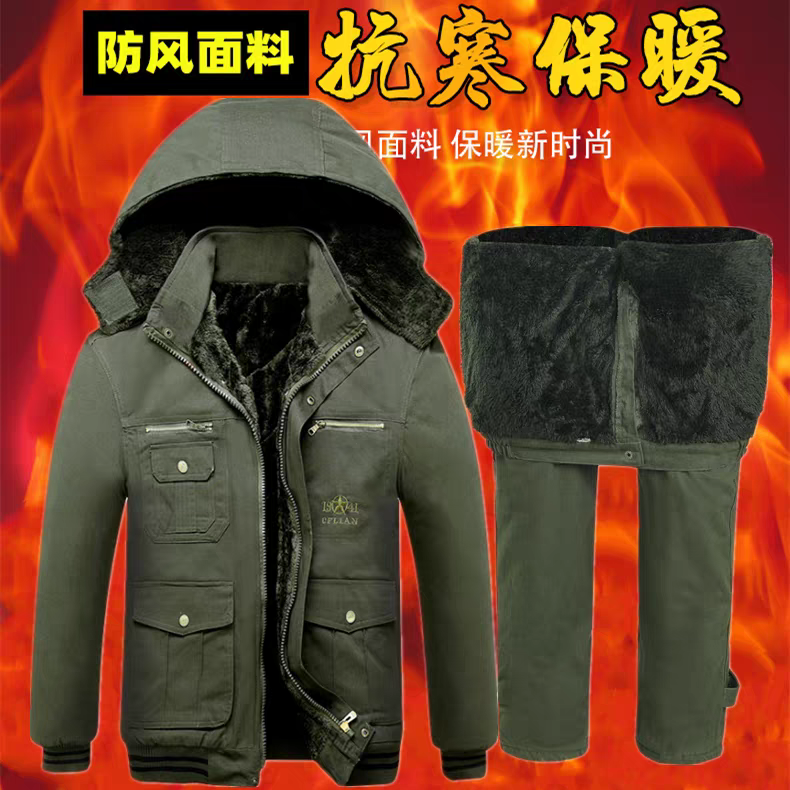 冬季纯棉棉衣外套工作服男加绒加厚焊工防烫棉袄防寒保暖棉衣棉裤
