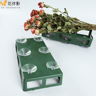花伴影长方型六爪吸盘正方形五爪吸盘花泥托盘花车婚车插花吸盘