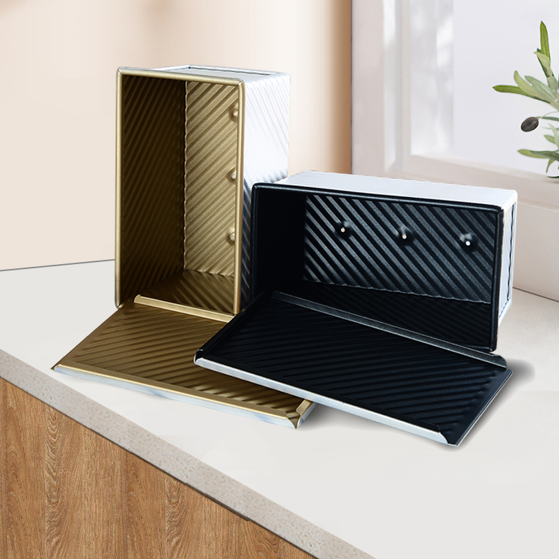 三能450g吐司盒面包金色波纹带盖