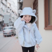 珍珠亮片卡通耳朵连帽衣服 潮韩版 春秋女童装 外套宝宝洋气儿童个性