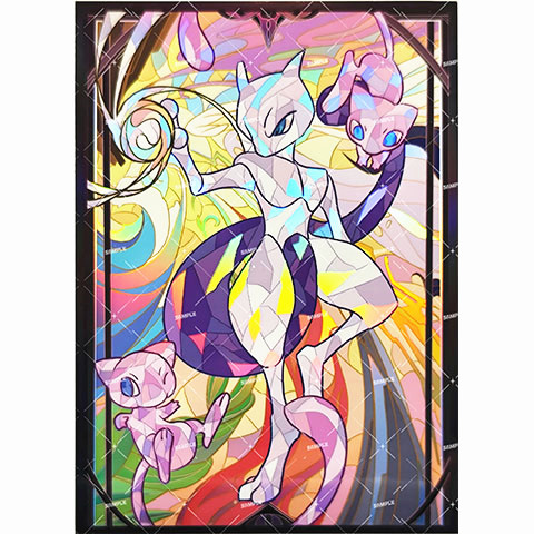 ptcg卡套宝可梦超梦＆梦幻 九彩汇聚汇流梦幻6.0玻璃彩绘风格牌套