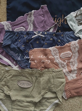 简约淡雅风格春天的颜色日系女士内裤舒适纯棉裆中低腰女生三角裤