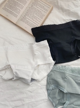 现货螺纹棉内裤纯棉冷淡风简约三角裤低腰少女柔软包臀黑白简单款
