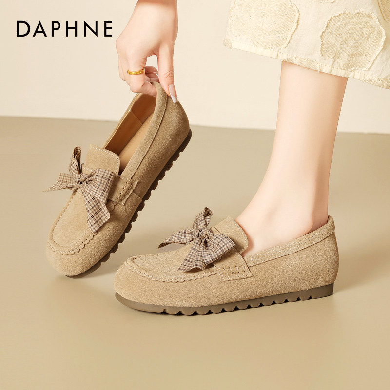 达芙妮豆豆鞋女真皮2026新款春秋软底不累脚单鞋一脚蹬懒人乐福鞋,女鞋,乐福鞋（豆豆鞋）,淘宝优惠券,粉丝福利购,淘宝优惠卷