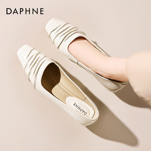 低跟不累脚小跟鞋 达芙妮浅口单鞋 法式 春秋方头气质瓢鞋 女2025新款