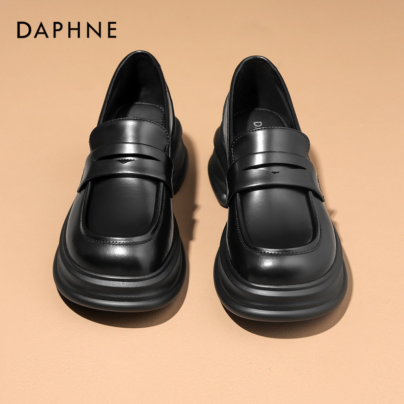 达芙妮厚底乐福鞋女2025新款春秋真皮一脚蹬女鞋英伦风百搭小皮鞋,女鞋,乐福鞋（豆豆鞋）,淘宝优惠券,粉丝福利购,淘宝优惠卷