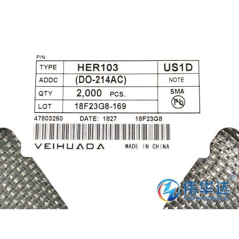 贴片二极管 us1d her103 uf4003 1a 200v do-214ac sma 现货100只