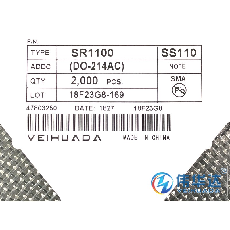 贴片SS110 SR1100 肖特基二极管 SMA 1A/100V DO-214AC 现货100只