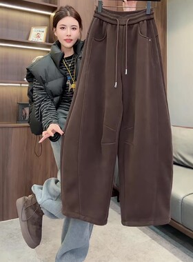 加厚奥粒绒弯刀裤卫裤女