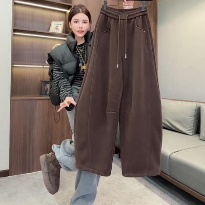 加厚奥粒绒弯刀裤卫裤女