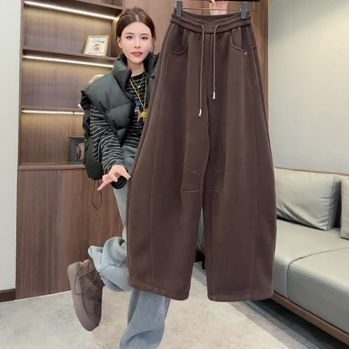 加厚奥粒绒弯刀裤卫裤女