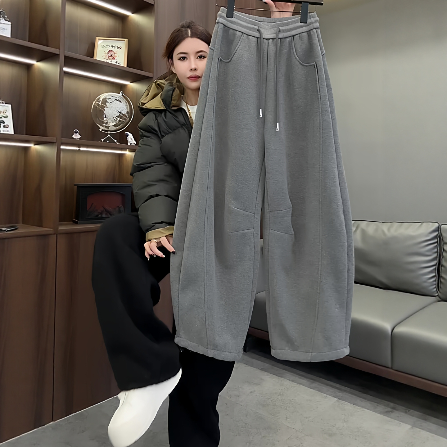 加厚奥粒绒秋冬弯刀卫裤