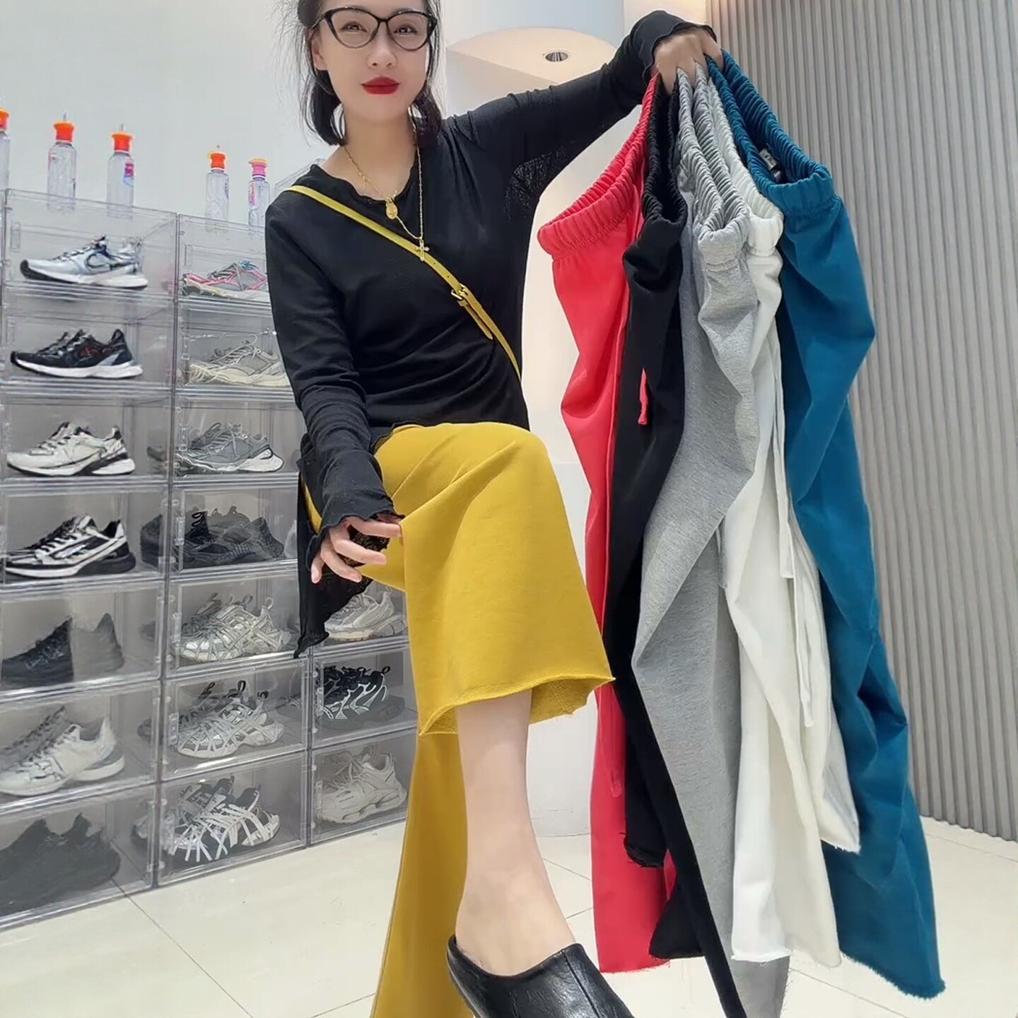 毛圈散边休闲裤女2026年夏天欧货百搭高腰显瘦九分裤糖果色直筒裤